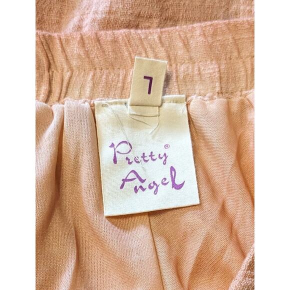 Pretty Angel Size Large Peach Layer Linen Blend Lace Skirt Boho Lagen Look - Picture 3 of 9